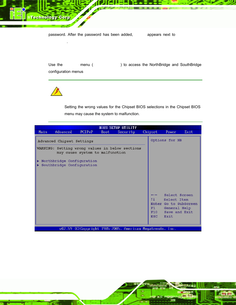 7 chipset, Hipset, Menu 18: chipset | IEI Integration PPC-37xx-N270 v2.00 User Manual | Page 116 / 155