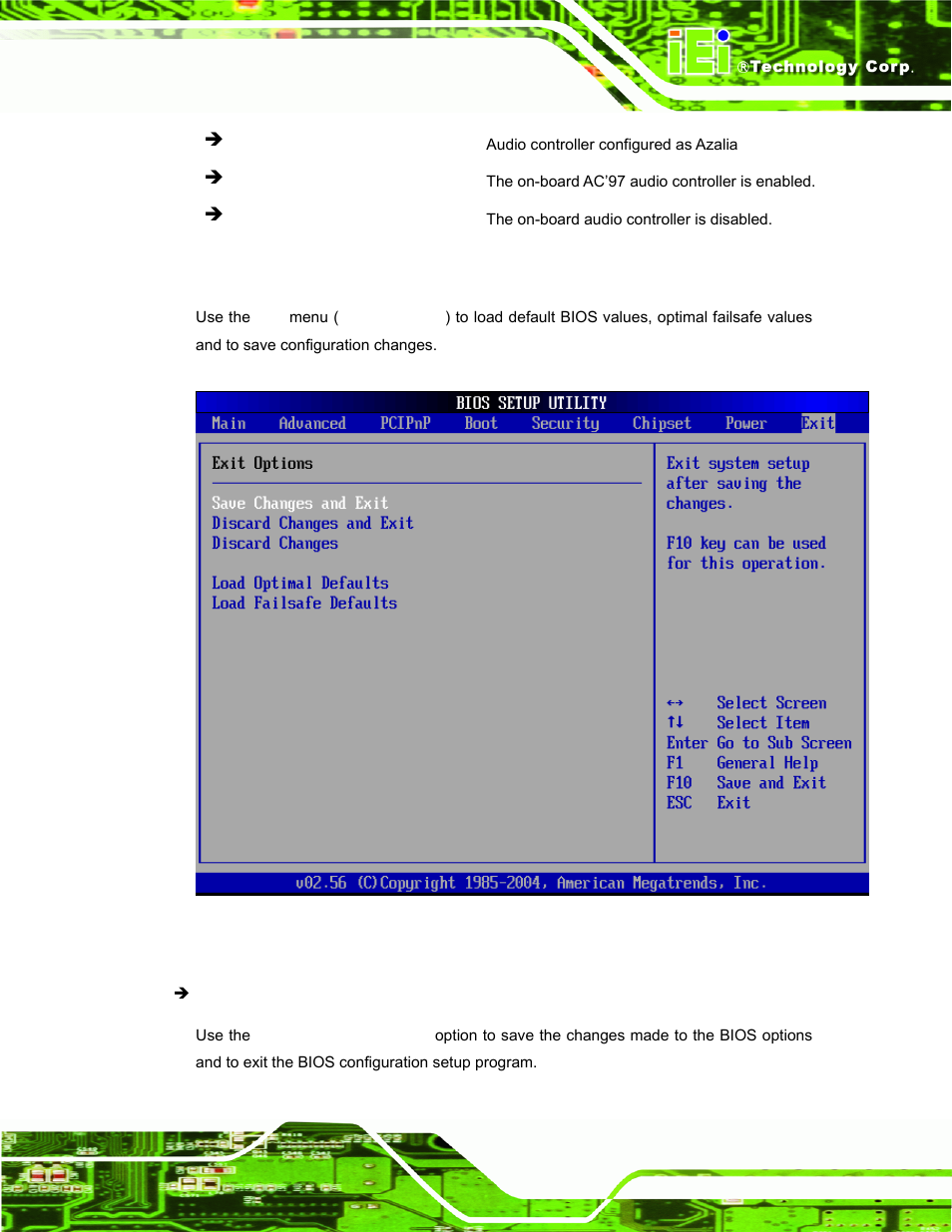8 exit, Menu 21:exit | IEI Integration PPC-37xx-N270 v2.00 User Manual | Page 121 / 155