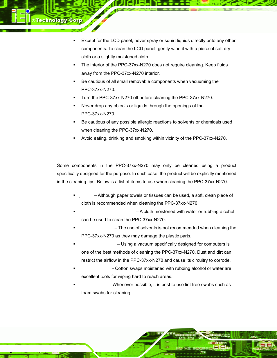 A.2.2 cleaning tools | IEI Integration PPC-37xx-N270 v2.00 User Manual | Page 144 / 155