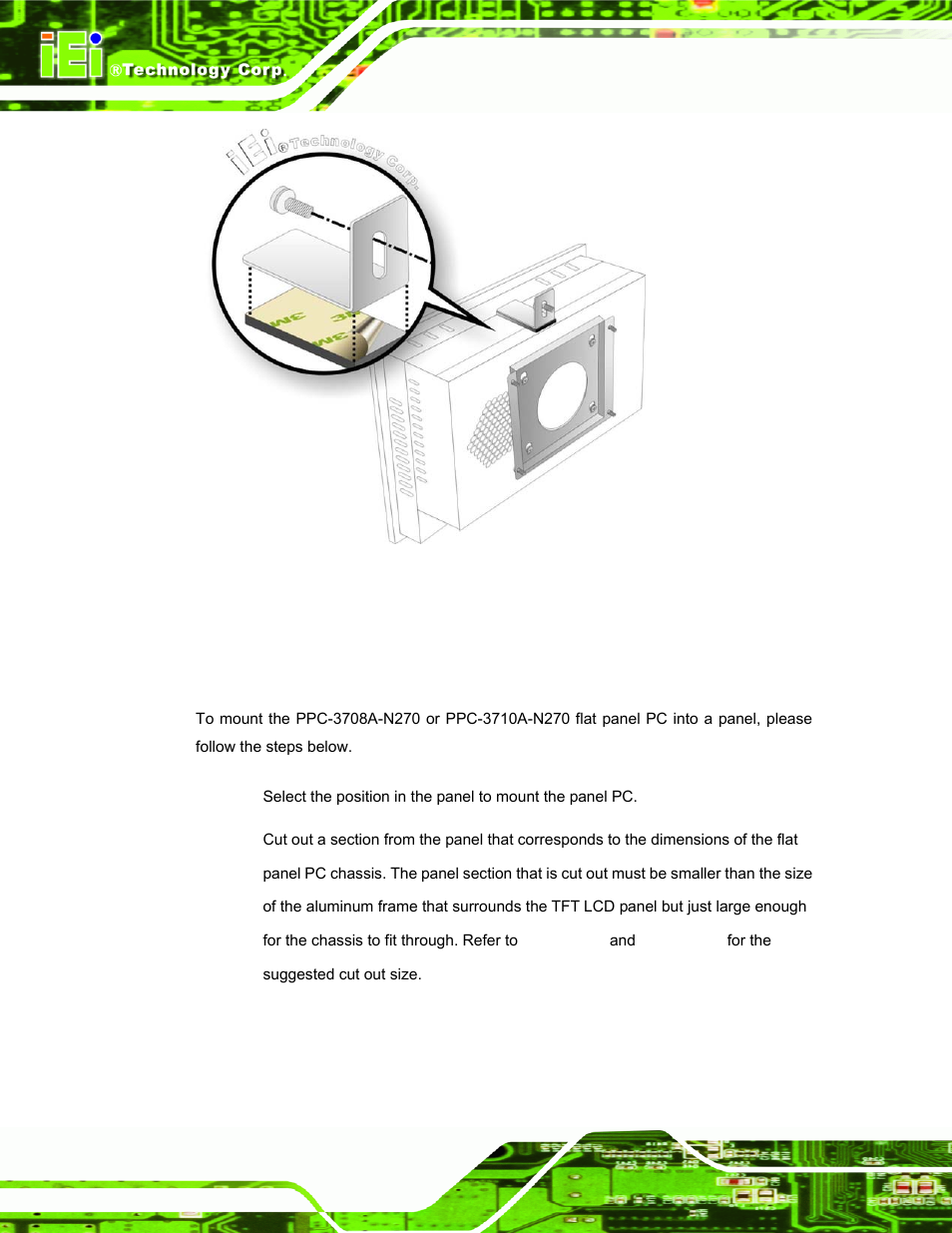 2 panel mounting, 1 ppc-3708a-n270 and ppc-3710a-n270, Figure 4-22: secure the chassis | IEI Integration PPC-37xx-N270 v2.00 User Manual | Page 64 / 155