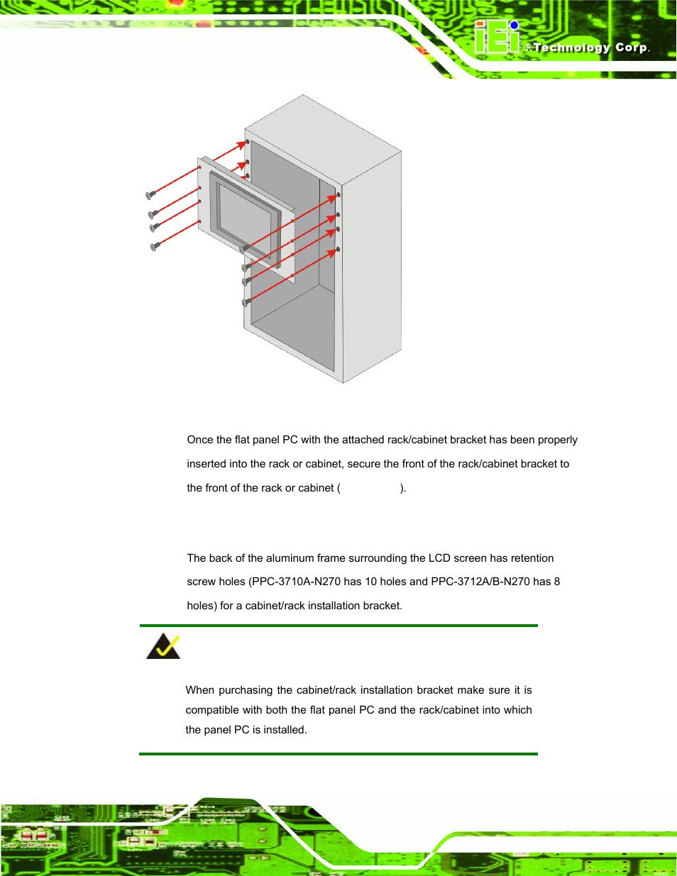 2 ppc-3710a-n270 and ppc-3712a/b-n270, Figure 4-32: install into a rack/cabinet | IEI Integration PPC-37xx-N270 v2.00 User Manual | Page 71 / 155