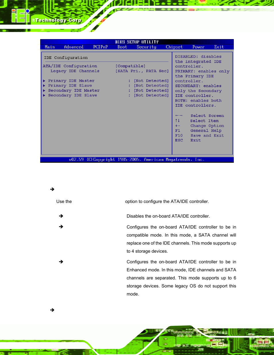 Menu 4: ide, Configuration | IEI Integration PPC-37xx-N270 v2.00 User Manual | Page 84 / 155