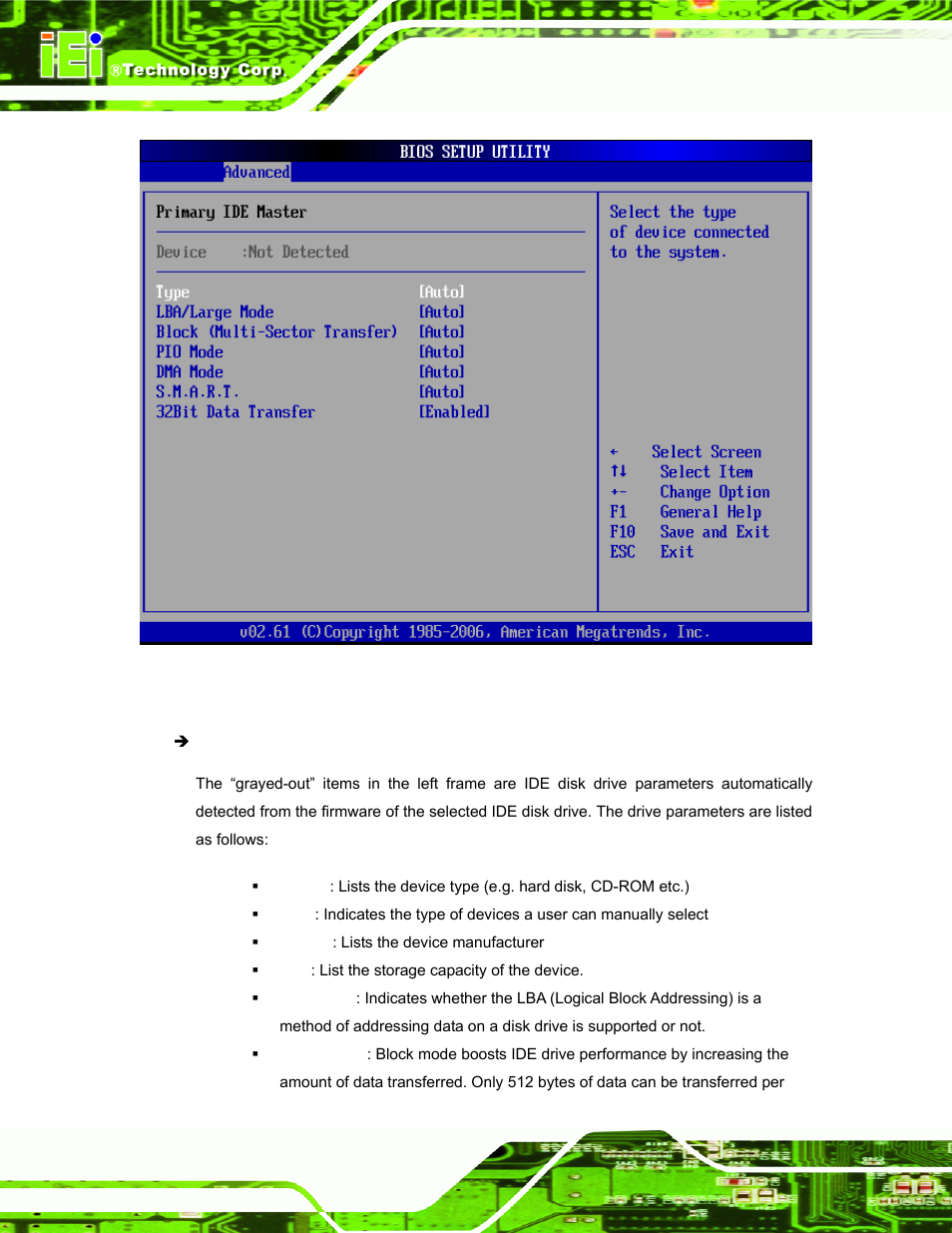 Menu 5: ide master and ide slave configuration | IEI Integration PPC-37xx-N270 v2.00 User Manual | Page 86 / 155