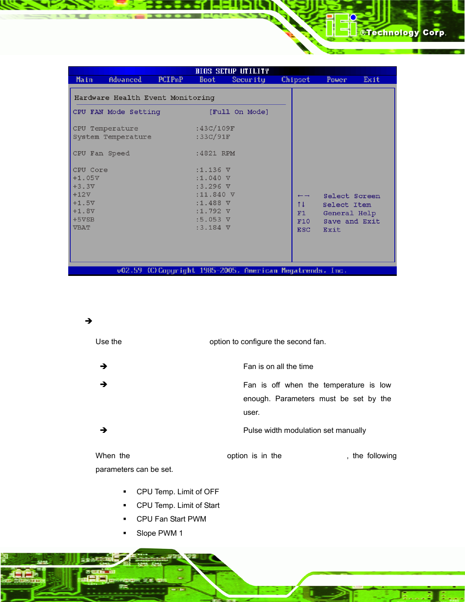 Menu 7: hardware health configuration | IEI Integration PPC-37xx-N270 v2.00 User Manual | Page 95 / 155