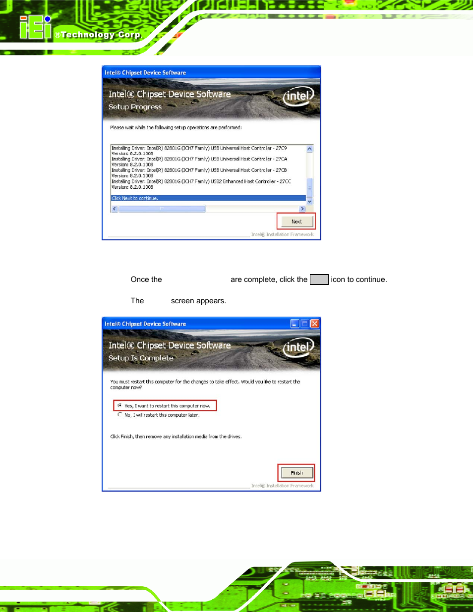 Figure 6-7: chipset driver setup operations | IEI Integration PPC-37xx-N270 v2.11 User Manual | Page 126 / 155