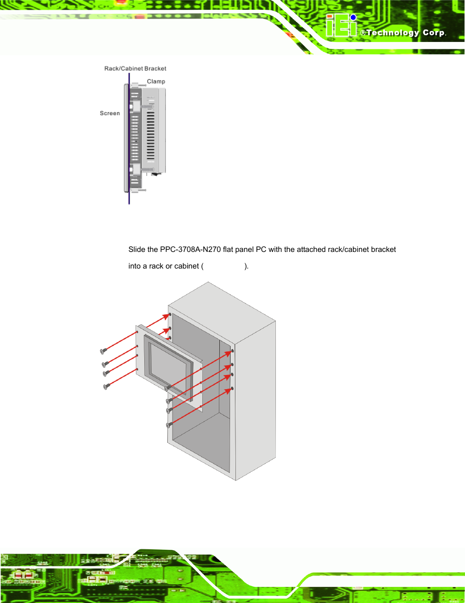 Figure 4-33: install into a rack/cabinet | IEI Integration PPC-37xx-N270 v2.11 User Manual | Page 67 / 155