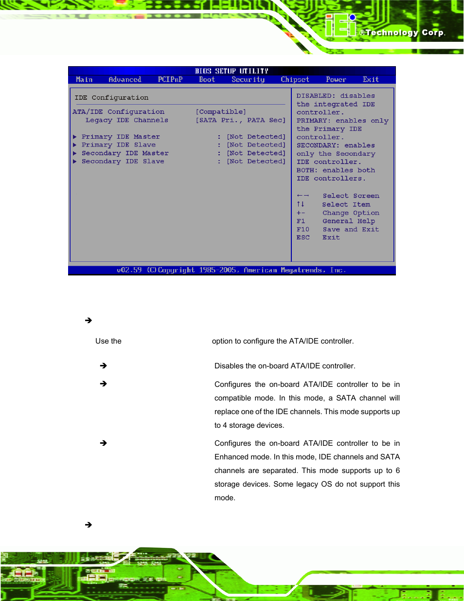 Menu 4: ide, Configuration | IEI Integration PPC-37xx-N270 v2.11 User Manual | Page 81 / 155