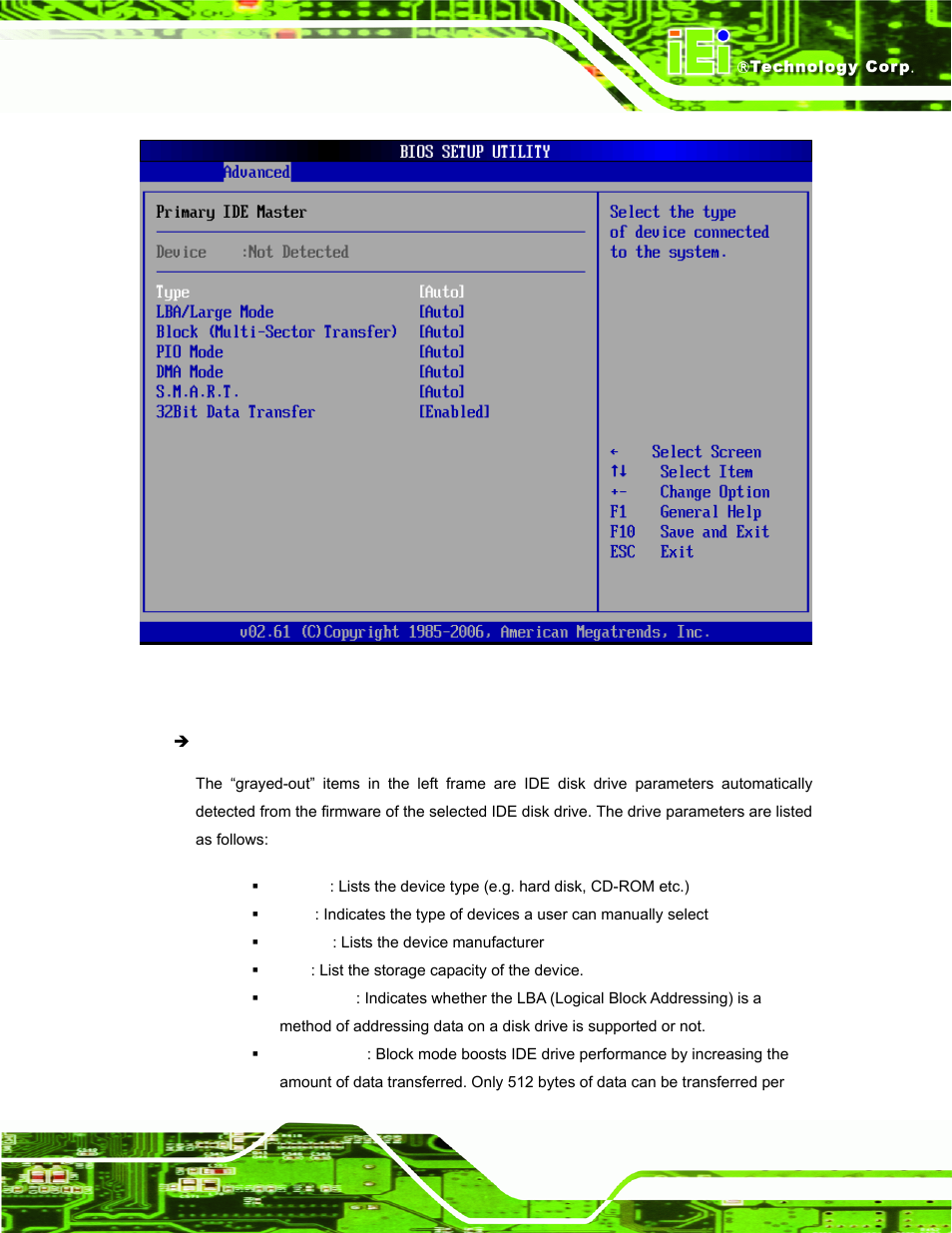 Menu 5: ide master and ide slave configuration | IEI Integration PPC-37xx-N270 v2.11 User Manual | Page 83 / 155