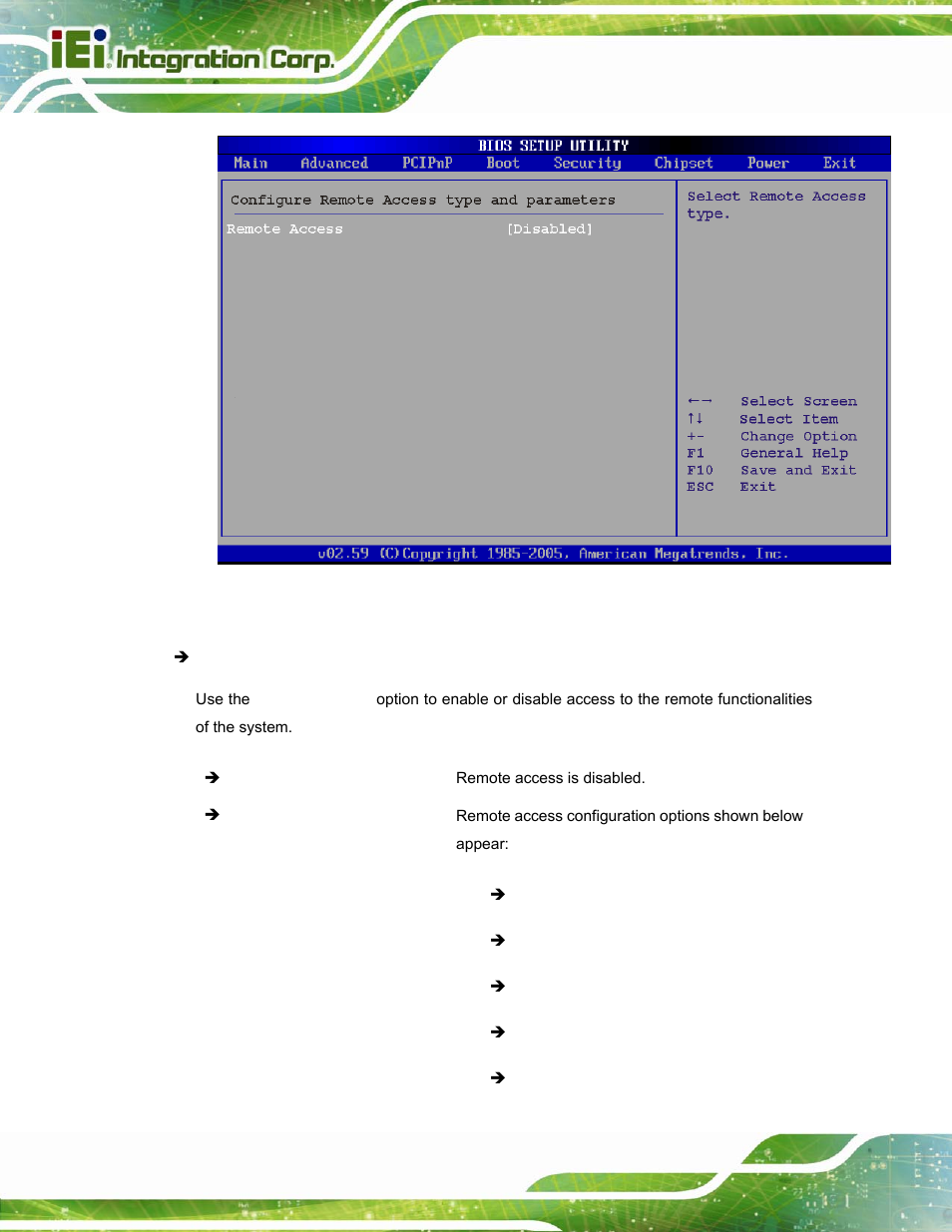 Menu 11: remote access configuration [advanced | IEI Integration PPC-37xx-N270 v2.20 User Manual | Page 102 / 162