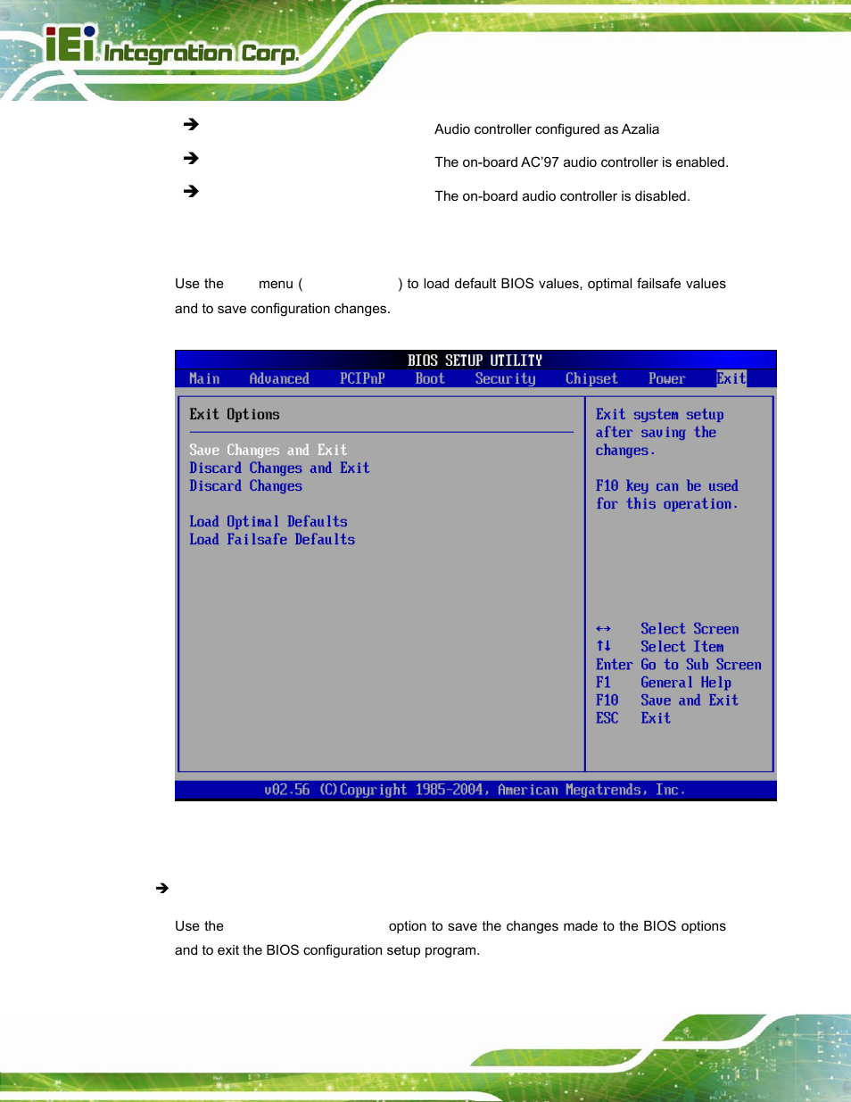 8 exit, Menu 21:exit | IEI Integration PPC-37xx-N270 v2.20 User Manual | Page 120 / 162