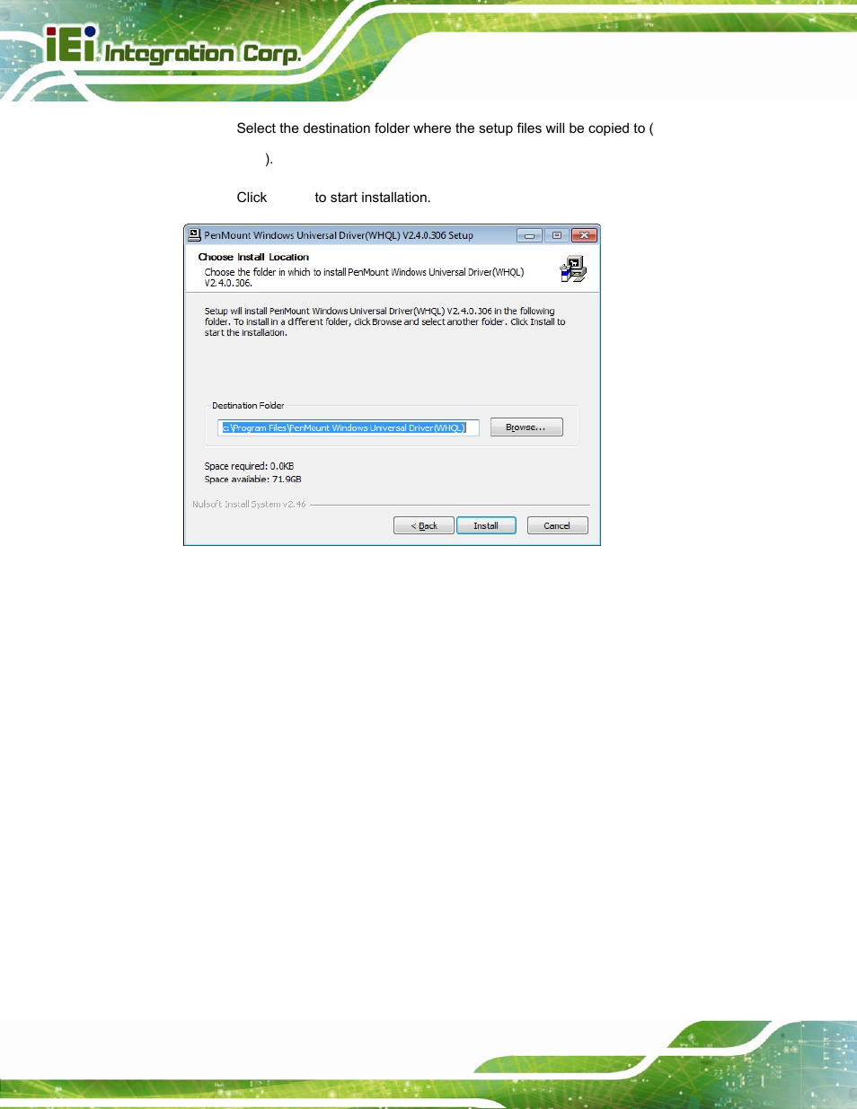 Figure 6-30: choose destination folder | IEI Integration PPC-37xx-N270 v2.20 User Manual | Page 142 / 162