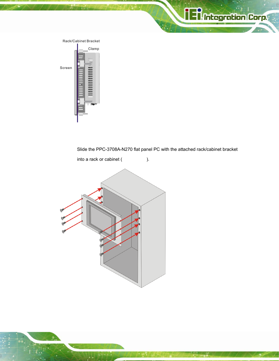 Figure 4-32: install into a rack/cabinet | IEI Integration PPC-37xx-N270 v2.20 User Manual | Page 69 / 162