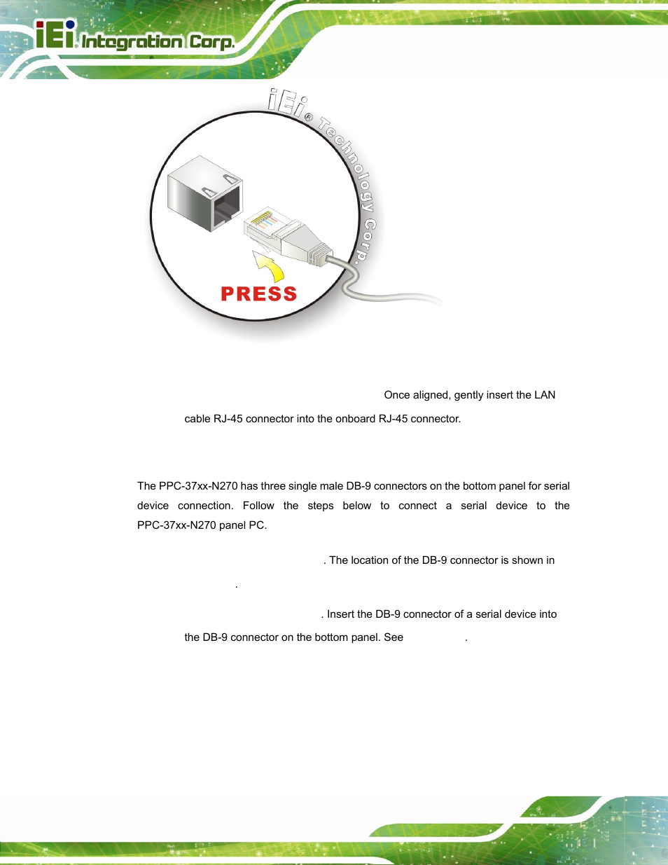 3 serial device connection, Figure 4-34: lan connection | IEI Integration PPC-37xx-N270 v2.20 User Manual | Page 72 / 162