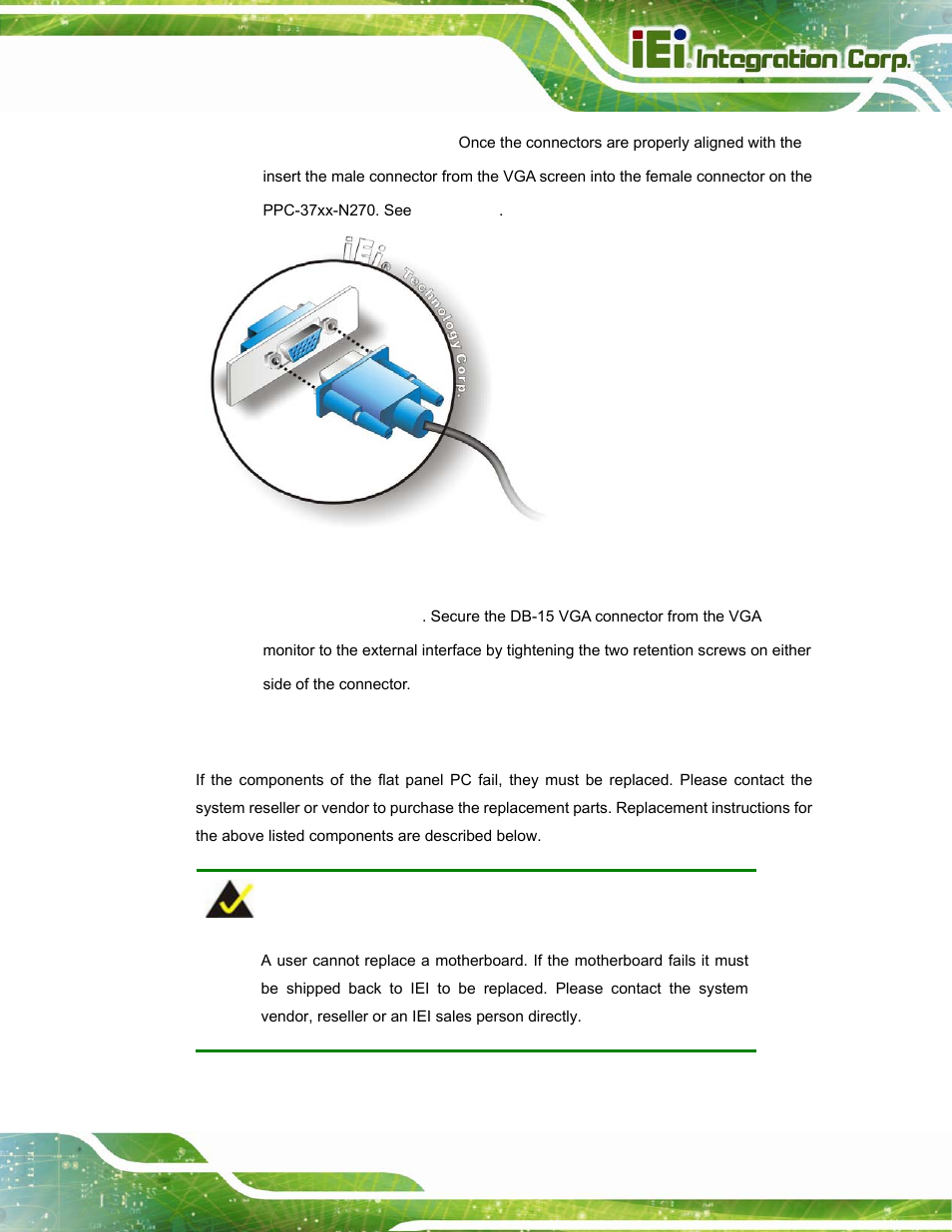 13 system maintenance, Ystem, Aintenance | Figure 4-37: vga connector | IEI Integration PPC-37xx-N270 v2.20 User Manual | Page 75 / 162