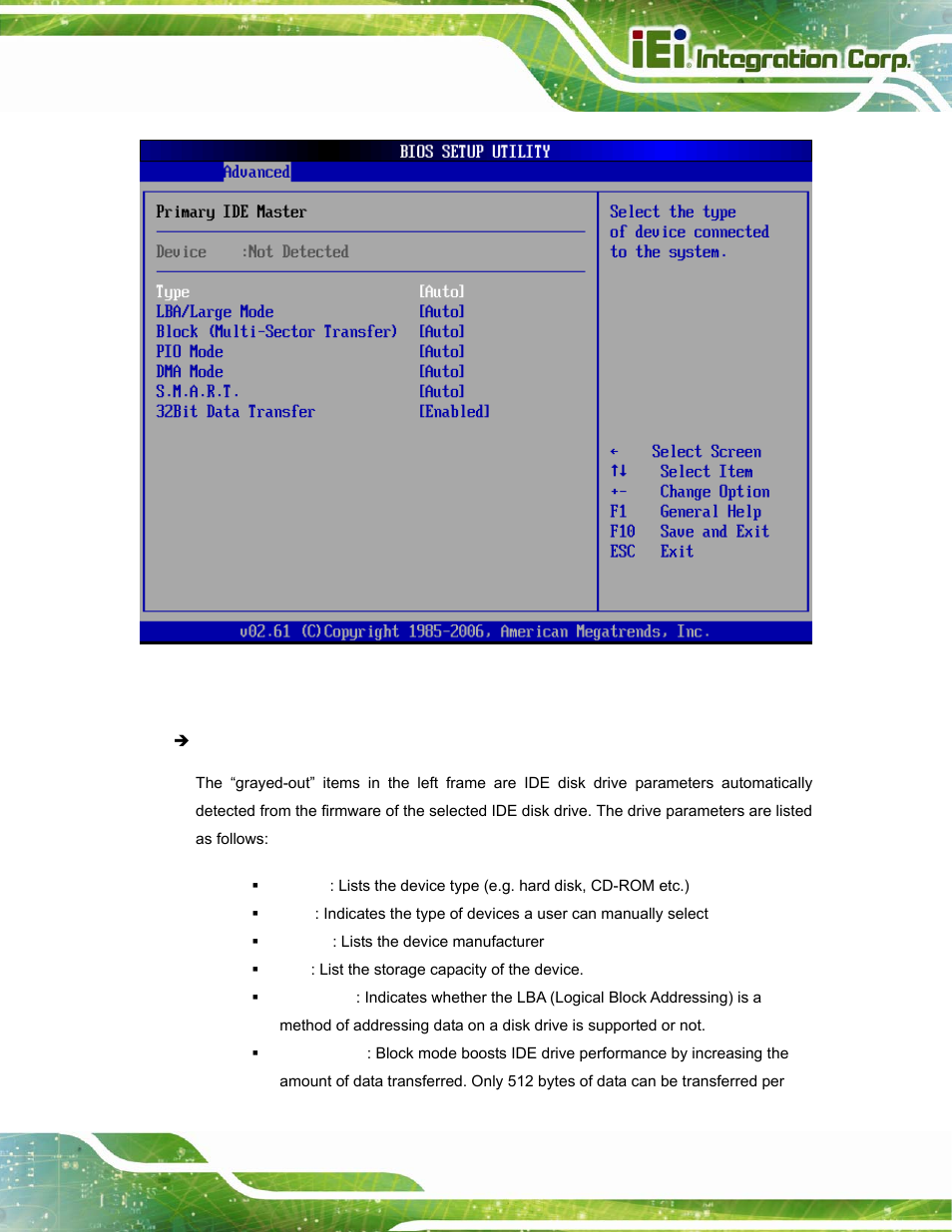 Menu 5: ide master and ide slave configuration | IEI Integration PPC-37xx-N270 v2.20 User Manual | Page 85 / 162