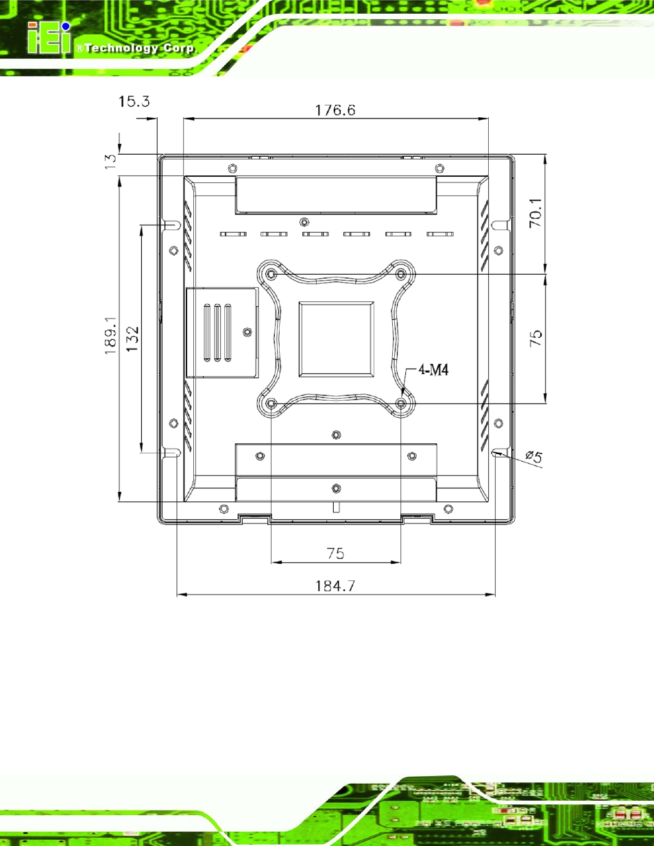 Figure 1-9: front dimensions | IEI Integration ACT-457A User Manual | Page 18 / 67