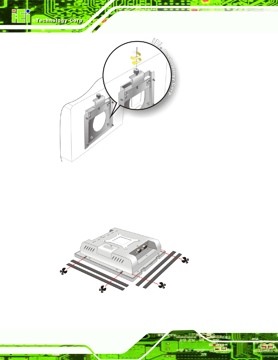 2 in-wall mounting, Figure 2-6: secure the act-457a, Figure 2-7: cut foam tape | IEI Integration ACT-457A User Manual | Page 28 / 67