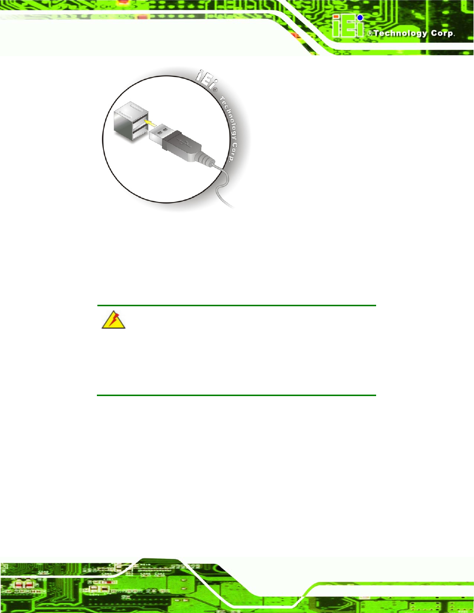 4 digital i/o installation, Figure 2-16: usb device connection | IEI Integration ACT-457A User Manual | Page 35 / 67