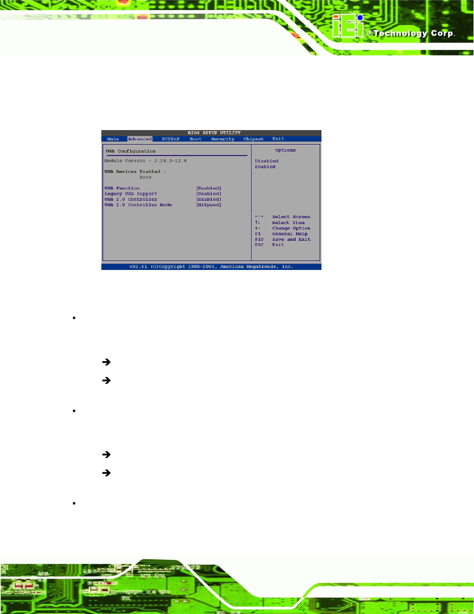 8 usb configuration, Menu 12: usb configuration, Ction 6.3.8 ) | IEI Integration AFL-4 series-N270 v1.05 User Manual | Page 103 / 165