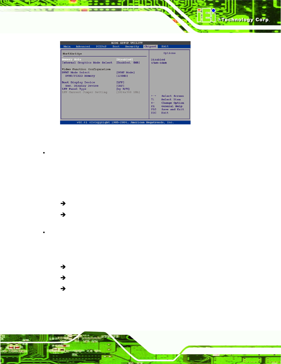 Menu 18:northbridge chipset configuration | IEI Integration AFL-4 series-N270 v1.05 User Manual | Page 111 / 165