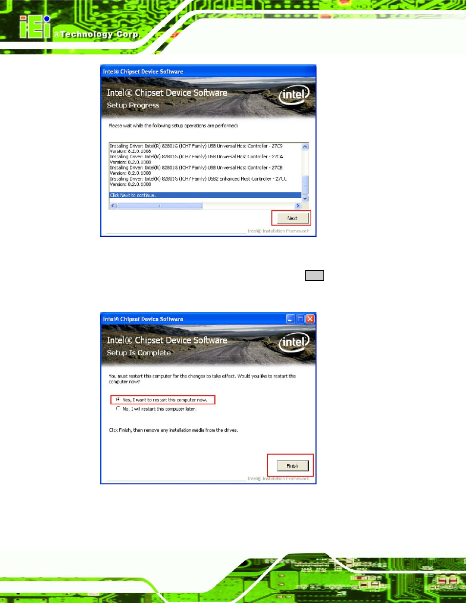 Figure 7-7: chipset driver setup operations | IEI Integration AFL-4 series-N270 v1.05 User Manual | Page 122 / 165