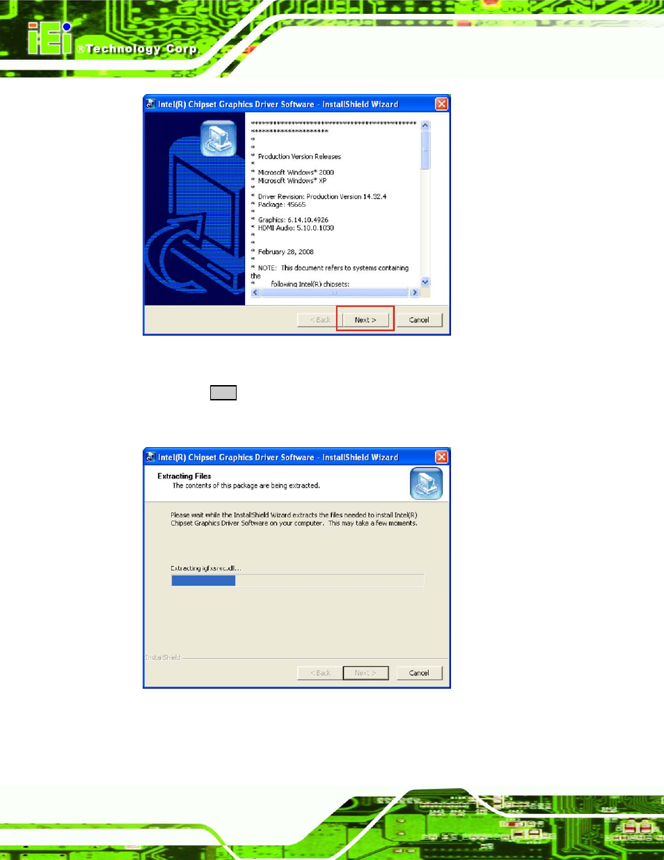 Figure 7-10: vga driver read me file, Figure 7-11: vga driver setup files extracted, Ad me file in figure 7-10 appe | IEI Integration AFL-4 series-N270 v1.05 User Manual | Page 124 / 165