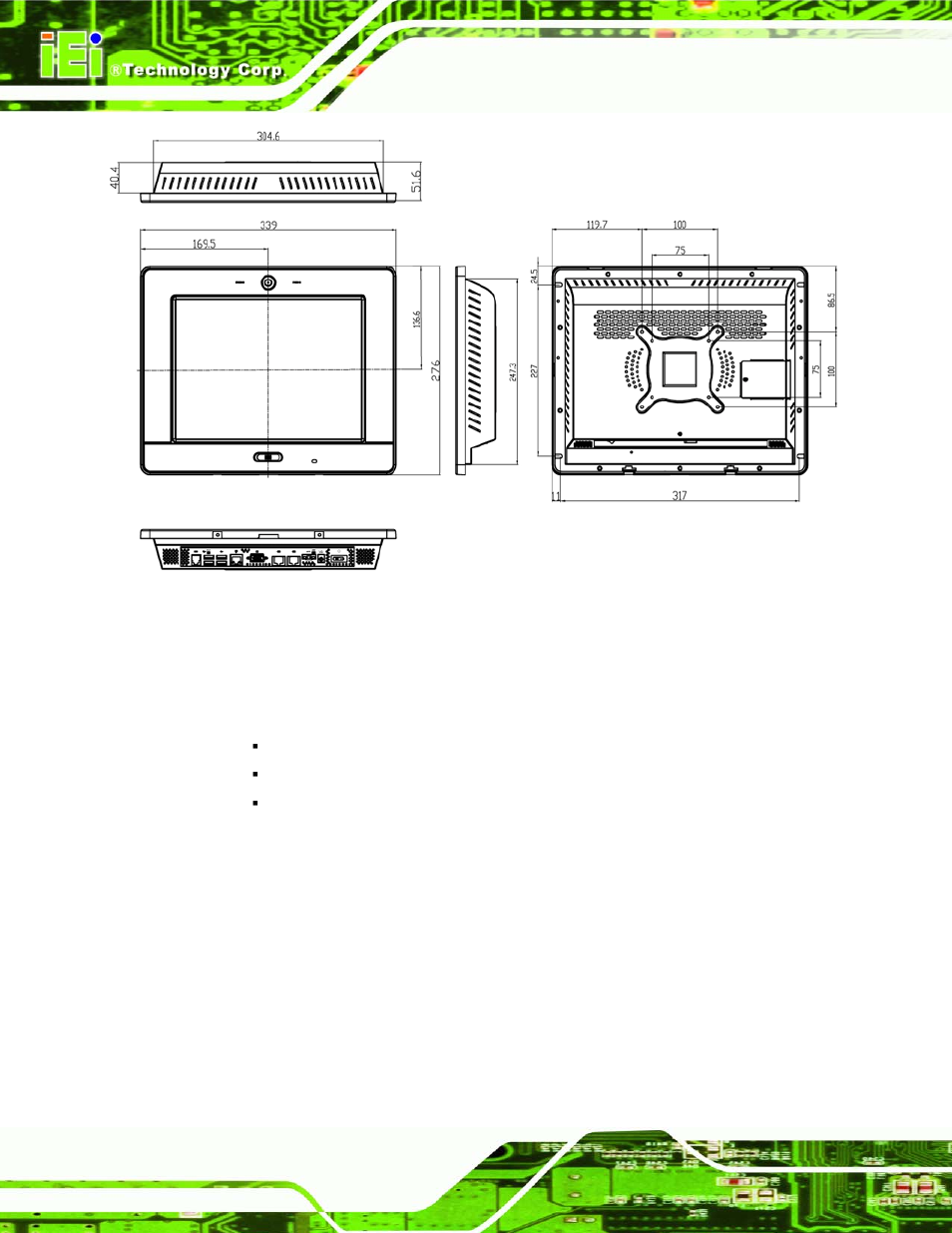 4 afl-415a/ae-n270 dimensions, Figure 2-3: afl-412a-n270 dimensions (mm) | IEI Integration AFL-4 series-N270 v1.05 User Manual | Page 28 / 165