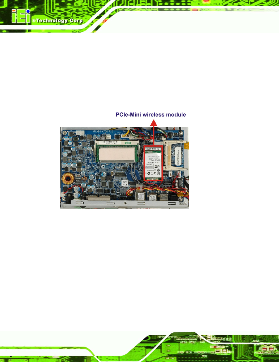 2 wireless ethernet, Figure 2-11: pcie-mini wireless module | IEI Integration AFL-4 series-N270 v1.05 User Manual | Page 36 / 165