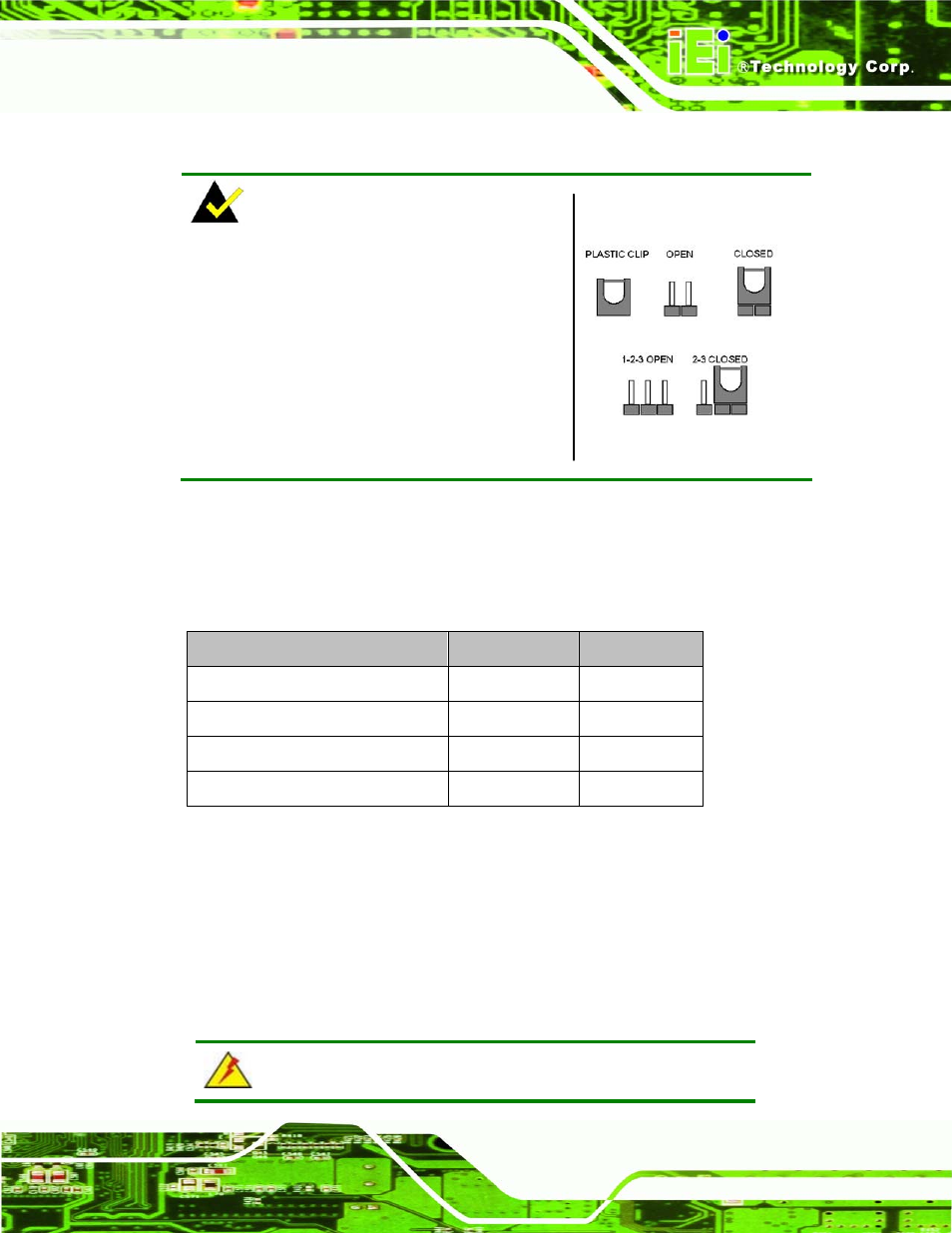 1 access the jumpers, 2 preconfigured jumpers, Umper | Ettings, Table 4-1: jumpers, 9 jumper settings | IEI Integration AFL-4 series-N270 v1.05 User Manual | Page 51 / 165