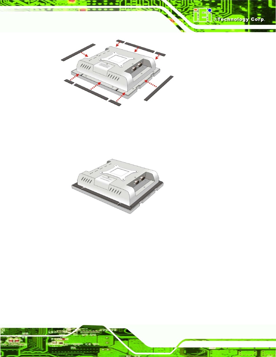 Figure 4-14: attach foam tape, Figure 4-15: foam tape installed | IEI Integration AFL-4 series-N270 v1.05 User Manual | Page 61 / 165