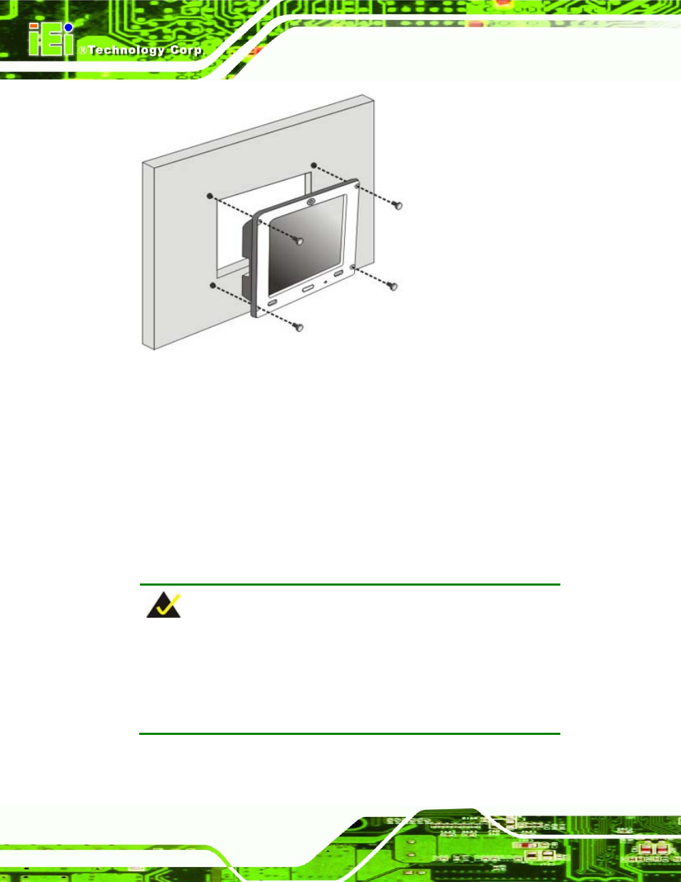 3 arm mounting, Figure 4-20: tighten the in-wall mounting screws | IEI Integration AFL-4 series-N270 v1.05 User Manual | Page 64 / 165