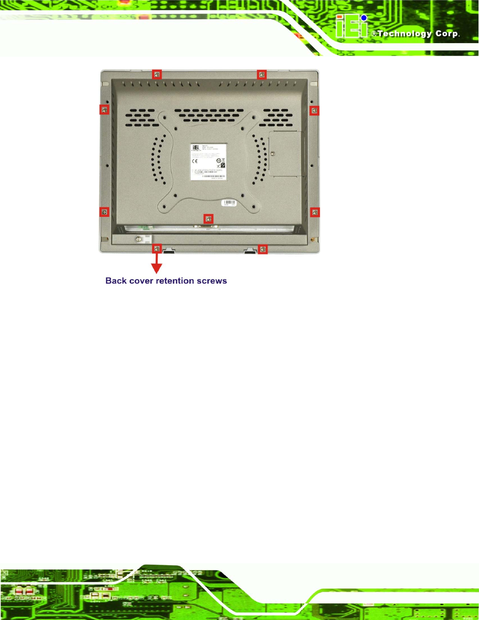1 memory module replacement, Eplacing, Omponents | Figure 5-1: back cover retention screws, 5 replacing components | IEI Integration AFL-4 series-N270 v1.05 User Manual | Page 75 / 165