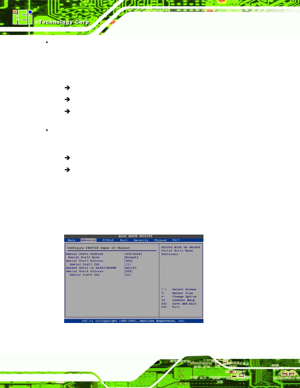 3 super i/o configuration, Menu 6: super i/o configuration | IEI Integration AFL-4 series-N270 v1.05 User Manual | Page 90 / 165