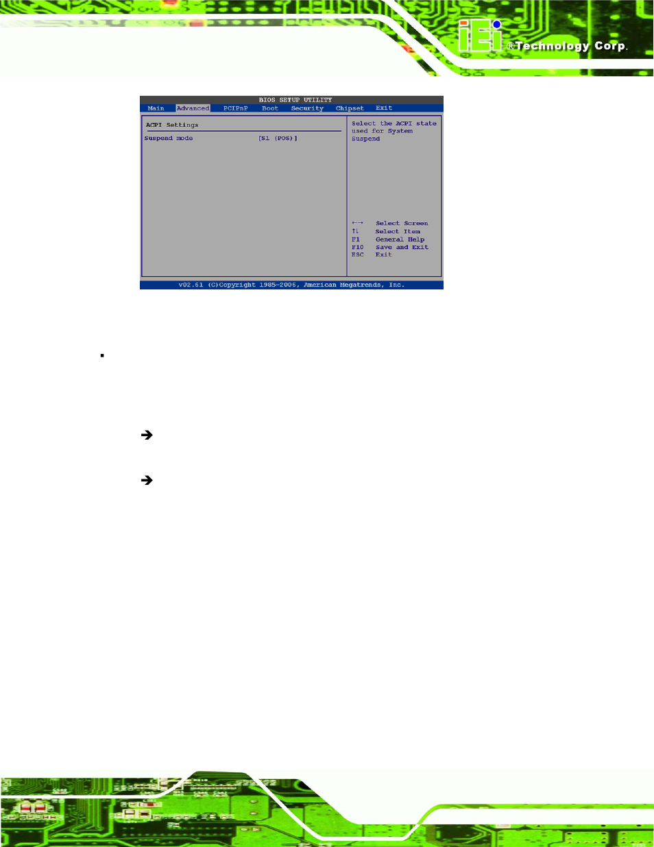 6 apm configuration, Menu 9: acpi configuration | IEI Integration AFL-4 series-N270 v1.05 User Manual | Page 97 / 165