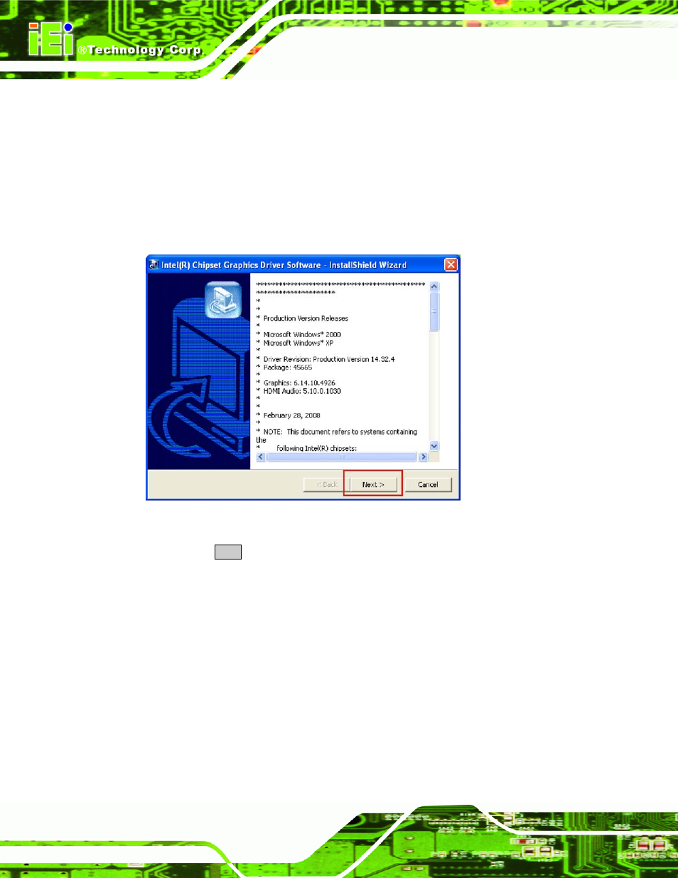 4 vga driver installation, River, Nstallation | Figure 7-10: vga driver read me file | IEI Integration AFL-4 series-N270 v2.10 User Manual | Page 122 / 166