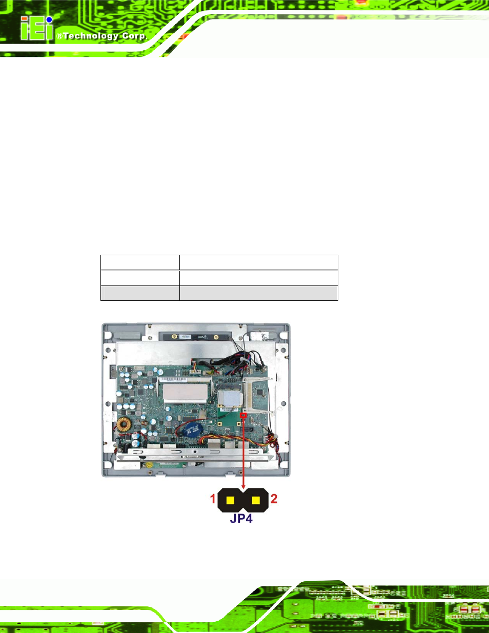 1 access the jumpers, 2 atx/at power mode jumper, Figure 4-5: atx/at power mode jumper | Table 4-2: atx/at power mode jumper settings | IEI Integration AFL-4 series-N270 v2.10 User Manual | Page 50 / 166