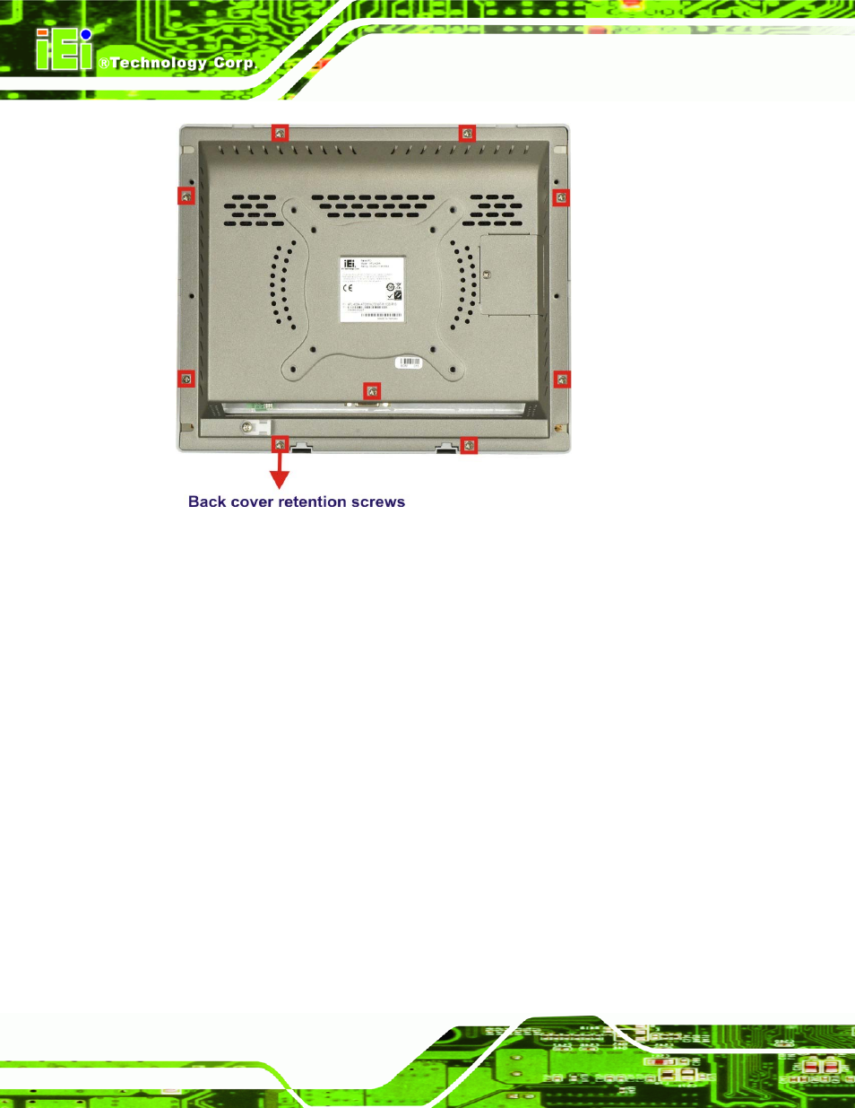 5 replacing components, 1 memory module replacement, Eplacing | Omponents, Figure 5-1: back cover retention screws, E retention screws ( figure | IEI Integration AFL-4 series-N270 v2.10 User Manual | Page 76 / 166