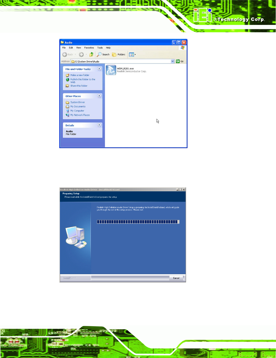 Figure 7-17: locate the setup program icon, Figure 7-18: preparing setup screen | IEI Integration AFL-4 series-N270 v2.20 User Manual | Page 129 / 168