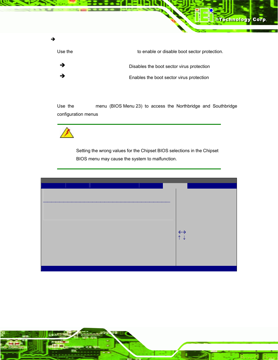 7 chipset, Hipset, Bios menu 23: chipset | IEI Integration AFL-W19A_W19B_17D_W15A-GM45 v1.06 User Manual | Page 81 / 138