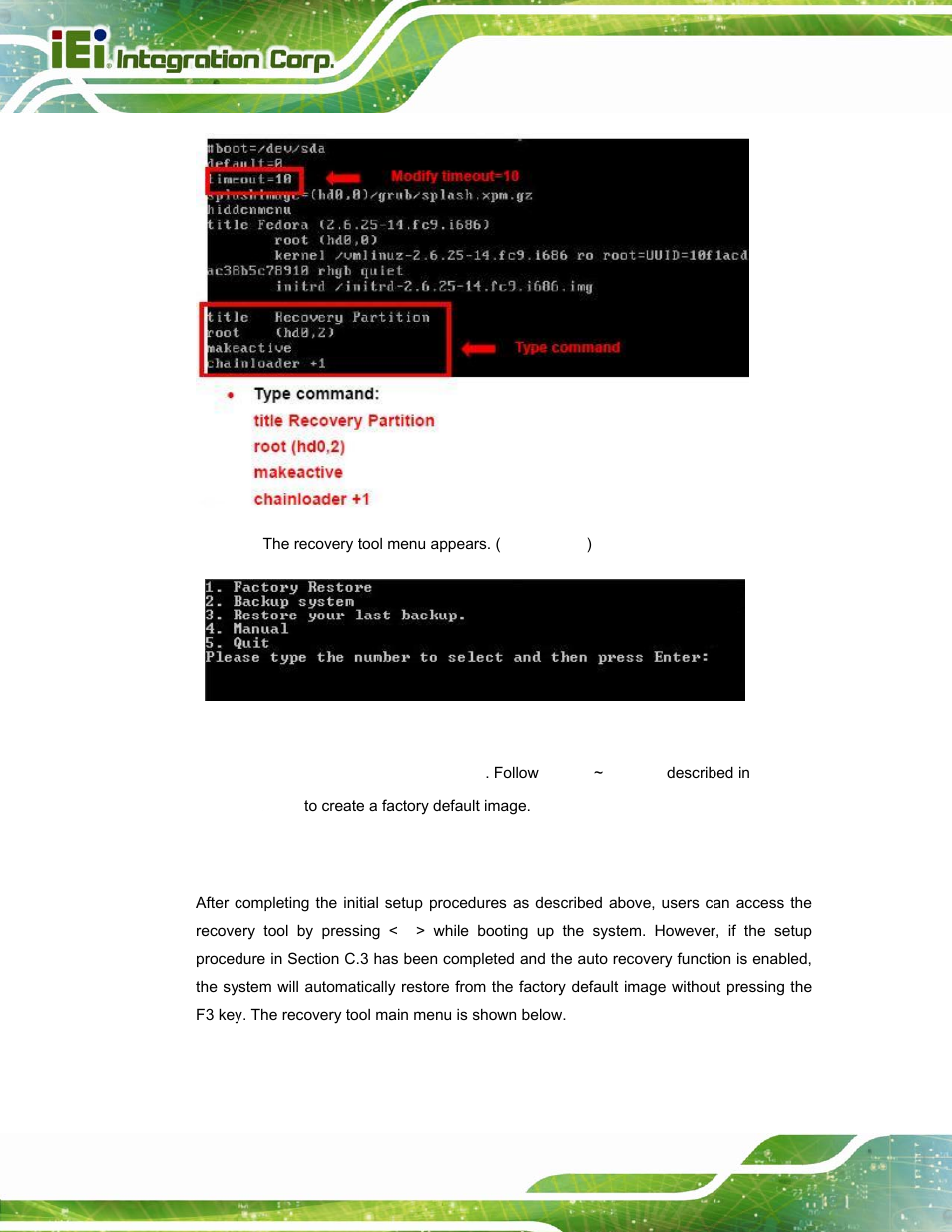 C.5 recovery tool functions, Ecovery, Unctions | Figure c-33: recovery tool menu | IEI Integration AFL-W15A_17D-GM45 v3.00 User Manual | Page 121 / 148