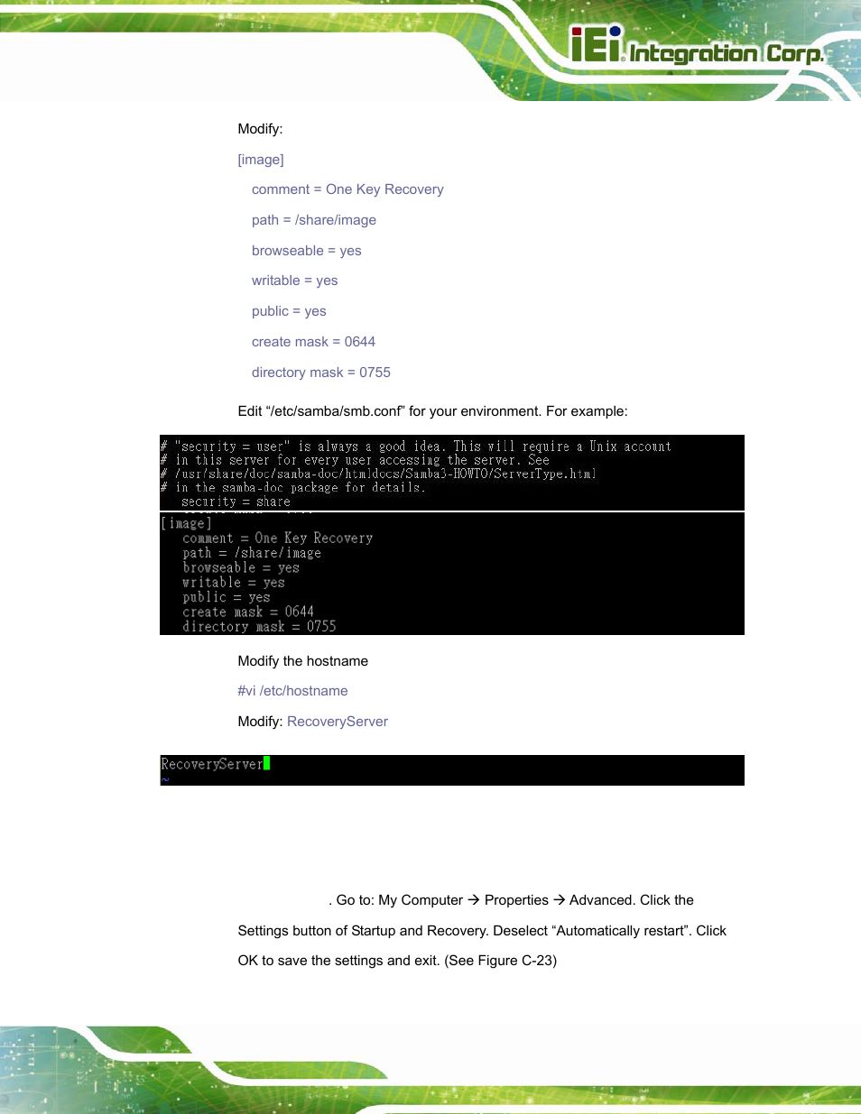 C.6.6 setup a client system for auto recovery | IEI Integration AFL-W15A_17D-GM45 v3.00 User Manual | Page 132 / 148