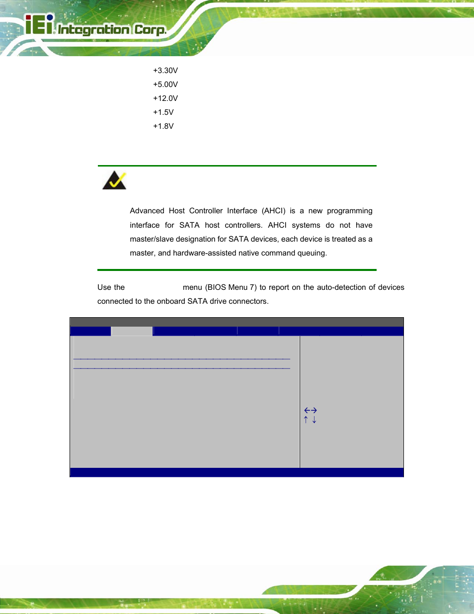 4 ahci configuration, Bios menu 7: ahci configuration | IEI Integration AFL-W15A_17D-GM45 v3.00 User Manual | Page 51 / 148