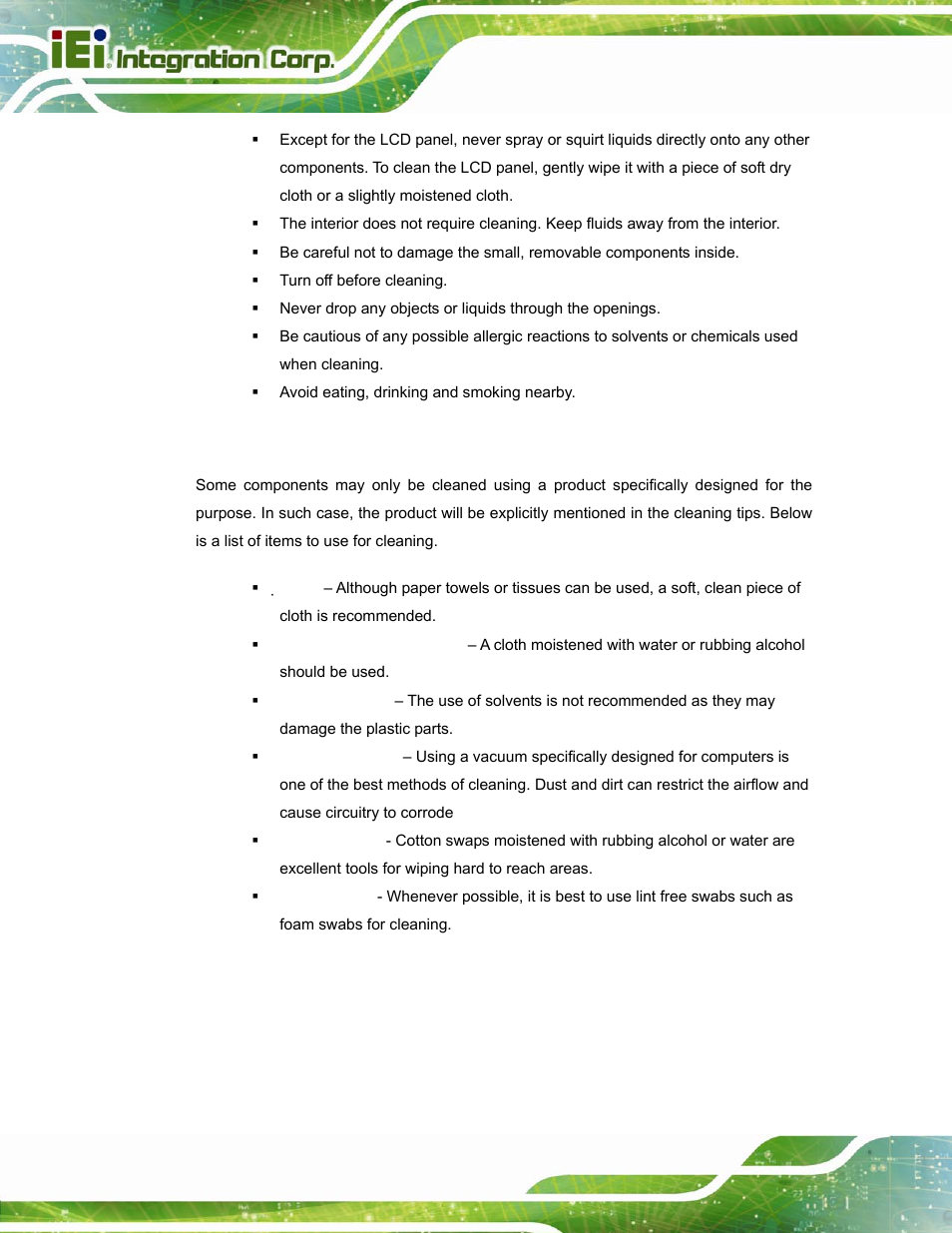 A.2.2 cleaning tools | IEI Integration AFL-W15A_17D-GM45 v3.00 User Manual | Page 91 / 148