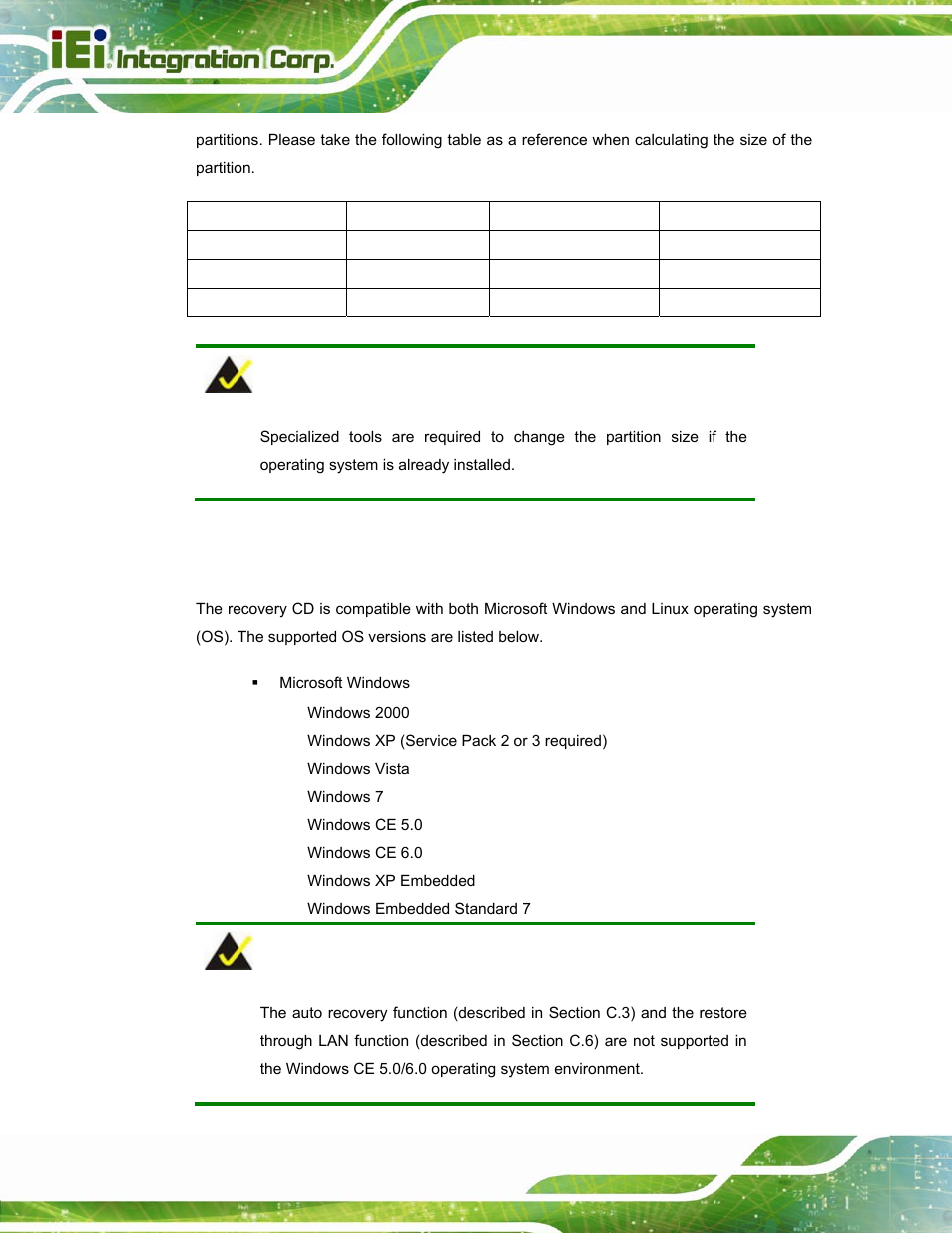 C.1.2 supported operating system | IEI Integration AFL-W15A_17D-GM45 v3.00 User Manual | Page 99 / 148