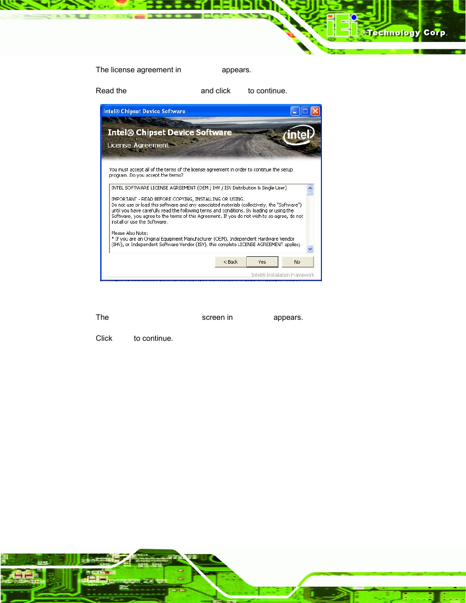 Figure 6-4: chipset driver license agreement | IEI Integration AFL-19i-HM55 v1.01 User Manual | Page 99 / 139