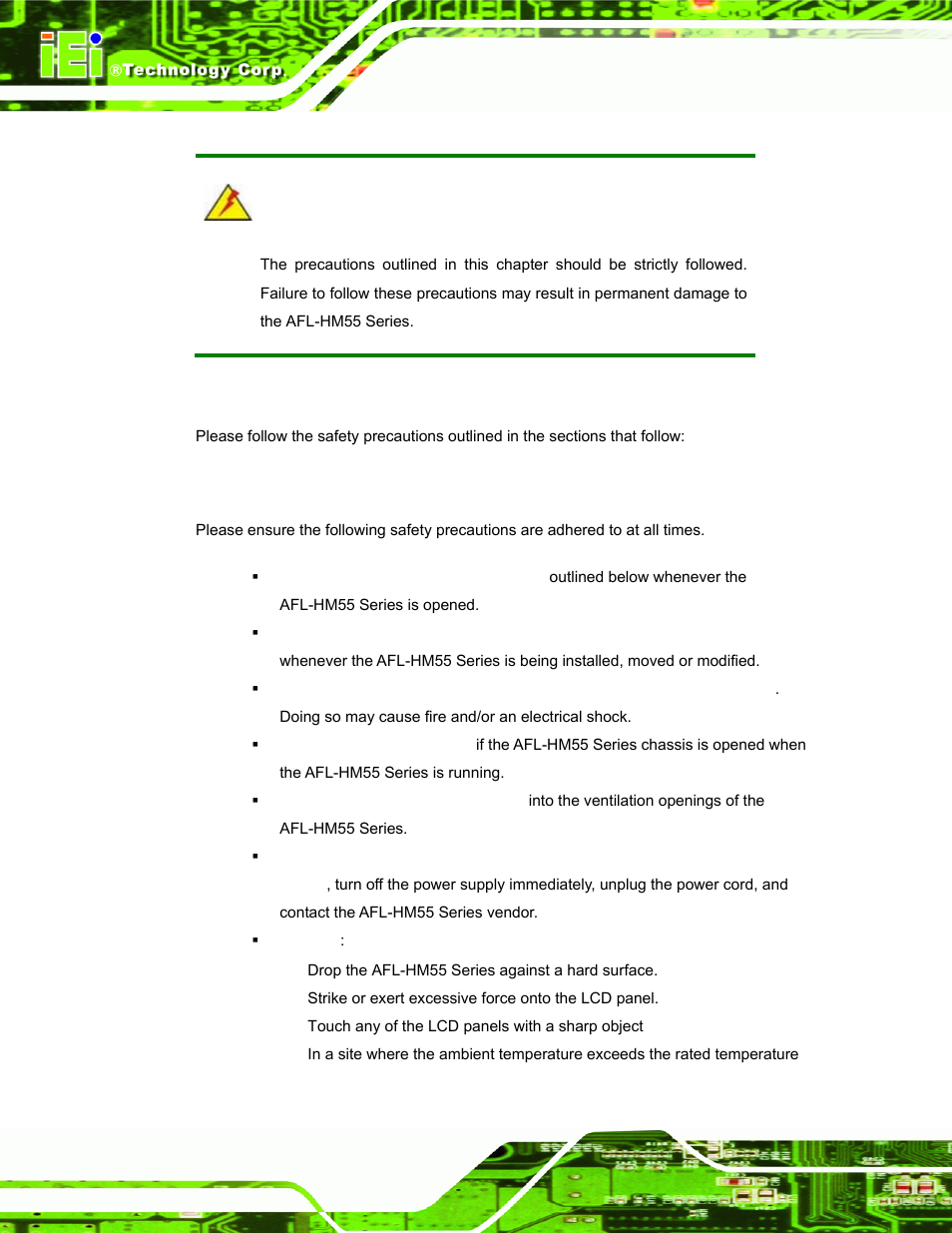 A.1 safety precautions, A.1.1 general safety precautions, Afety | Recautions | IEI Integration AFL-15i-HM55 v1.20 User Manual | Page 127 / 143