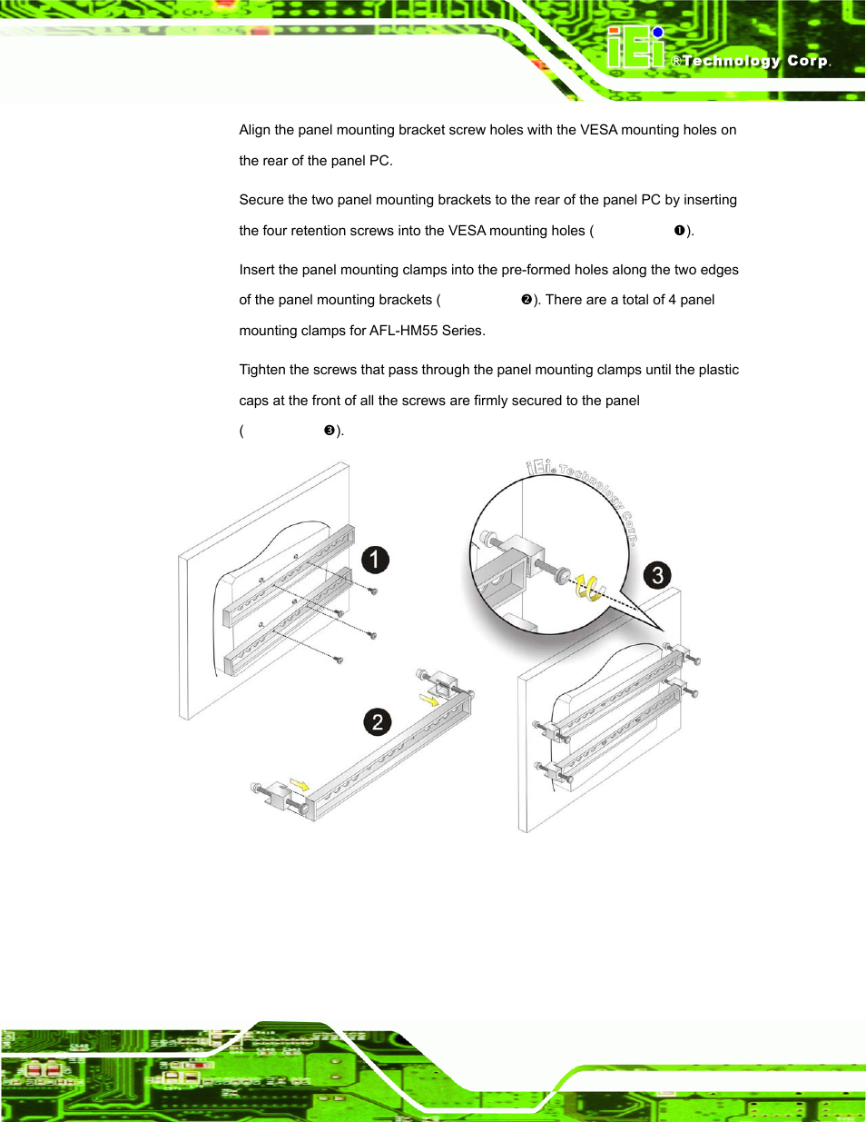 Figure 3-22: panel mounting | IEI Integration AFL-15i-HM55 v1.20 User Manual | Page 54 / 143