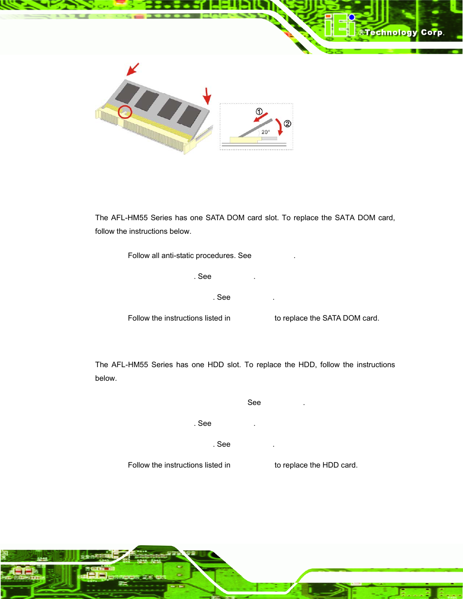 2 sata dom card replacement, 3 hdd card replacement, Figure 4-3: ddr so-dimm module installation | IEI Integration AFL-15i-HM55 v1.20 User Manual | Page 68 / 143