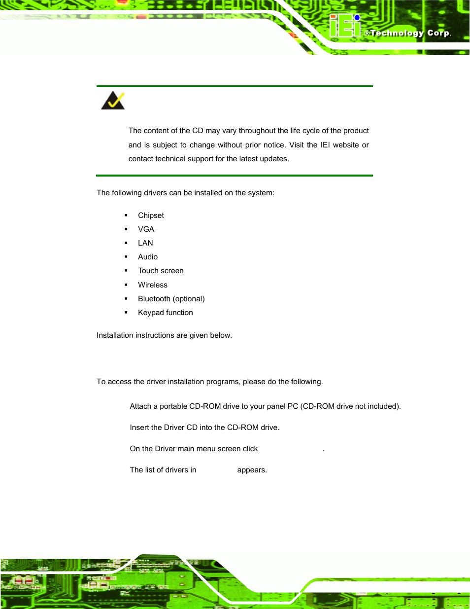 1 available software drivers, 2 starting the driver program, Vailable | Oftware, Rivers, Tarting the, River, Rogram | IEI Integration AFL-15i-HM55 v1.20 User Manual | Page 96 / 143