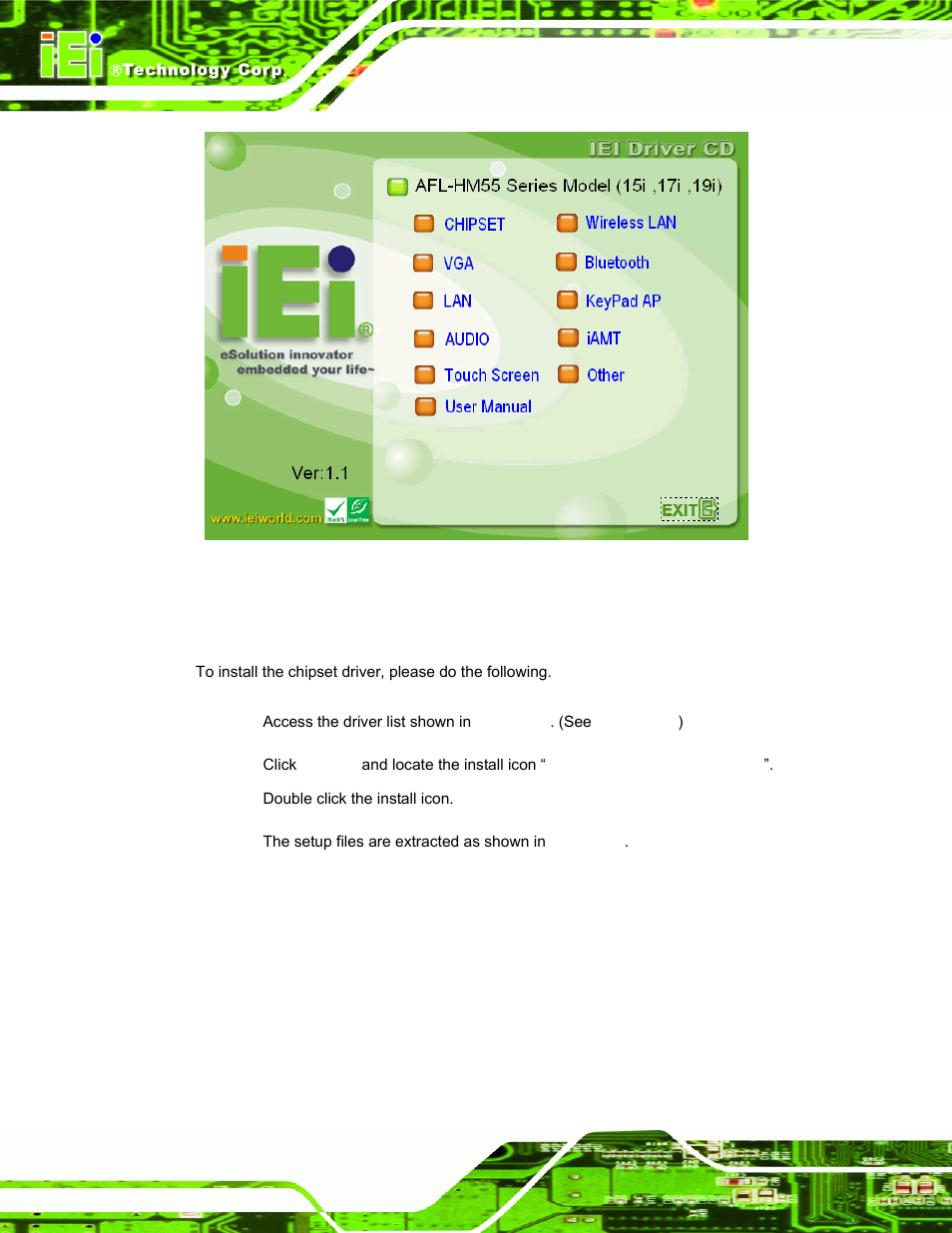 3 chipset driver installation, Hipset, River | Nstallation, Figure 6-1: drivers | IEI Integration AFL-15i-HM55 v1.20 User Manual | Page 97 / 143